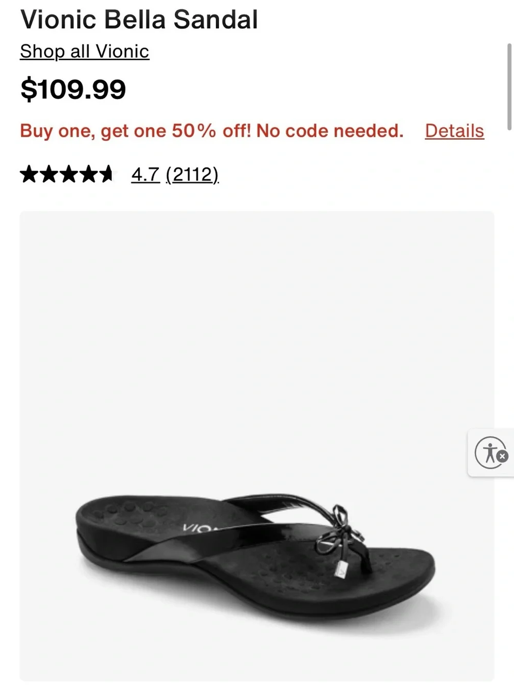 NWOT - Vionic Bella Sandal - Picture 1 of 5
